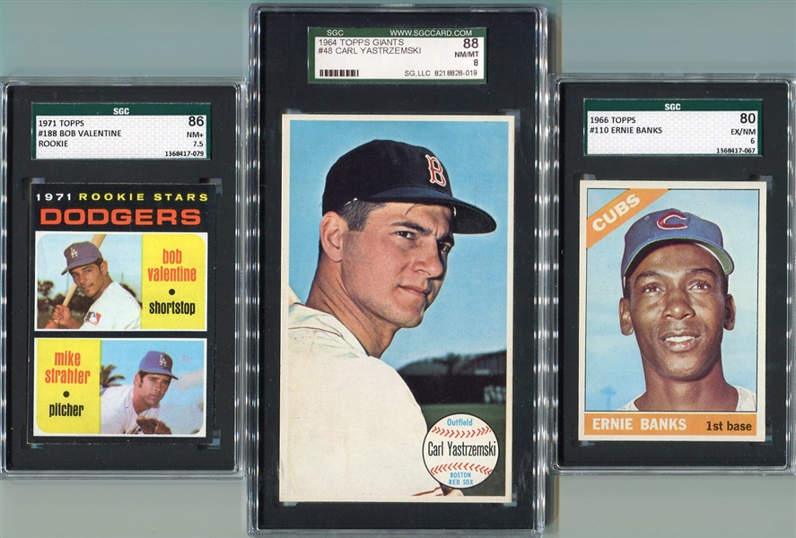 1960s-70s 3 Card Lot of SGC Graded HOFers/Stars