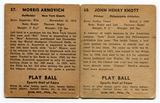 1941 Play Ball Lot of 2 High-Numbers #57 Arnovich & #68 Knott