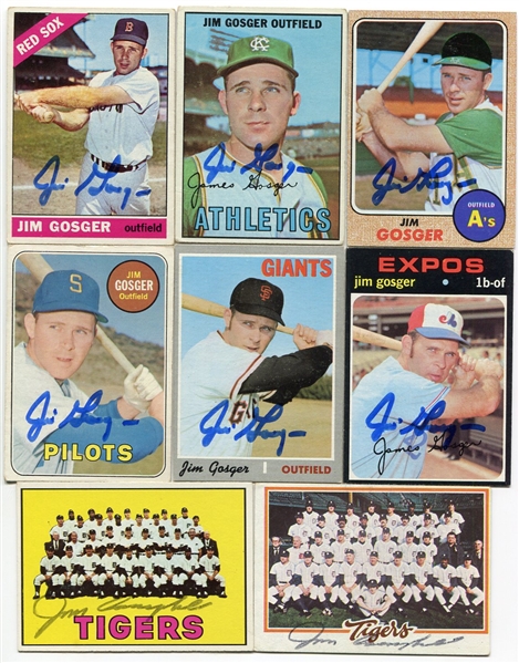 13 Card Lot of Jim Gosger Autographed Cards 1966-1978