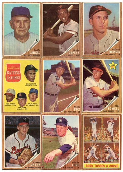 1962 Topps Lot of 10 Different Stars/HOFers
