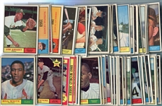 1961 Topps Baseball Lot of 50 Mostly Different G-EX+