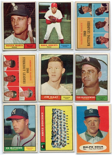 1961 Topps Partial Set of 310 Different With Stars and High-numbers