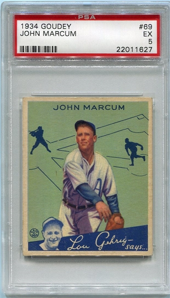 1934 Goudey #69 John Marcum PSA 5