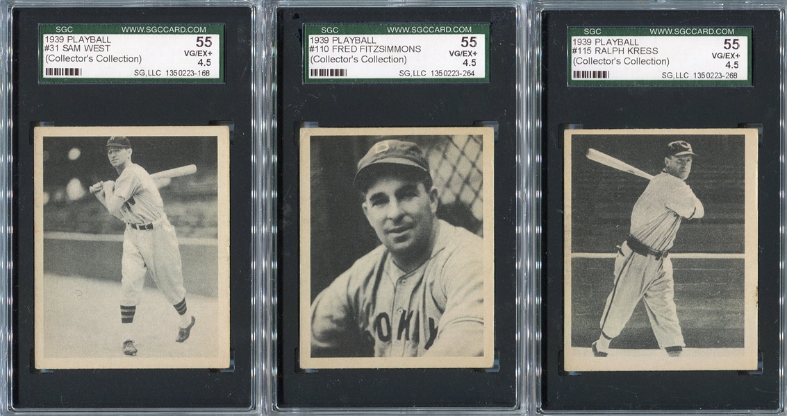 1939 Play Ball Lot of 3 SGC 55s