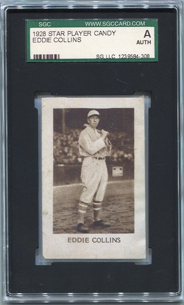 1928 Star Player Candy Eddie Collins SGC AUT