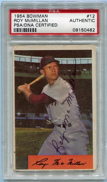 1954 Bowman #12 Roy McMillan Autographed PSA/DNA Certified Authentic