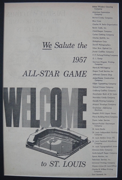 1957 All-Star Game Newspaper Ad