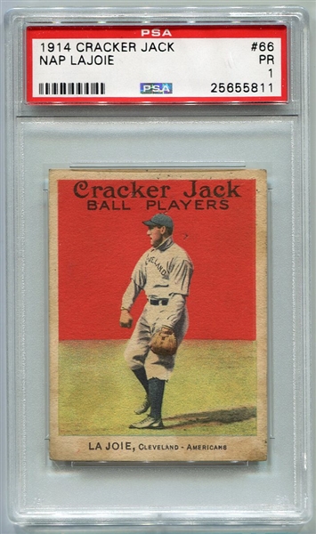 E145-1 1914 Cracker Jack #66 Nap Lajoie PSA 1