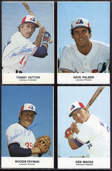 1977-1979 Montreal Expos Bi-lingual Color Postcards Lot of 80 w/12 Autographed