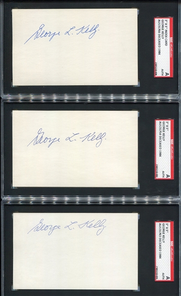 George Kelly Autographed 3" X 5"s Lot of 3 SGC Authentic