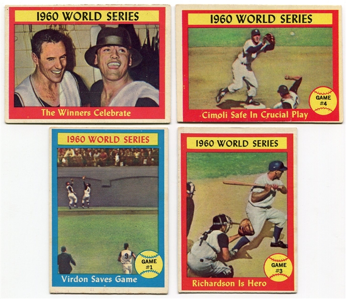 1961 Topps Baseball World Series Lot of 4 Different