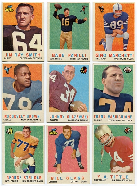 1959 Topps Football Lot of 17 Different Nrmt+/- With HOFers