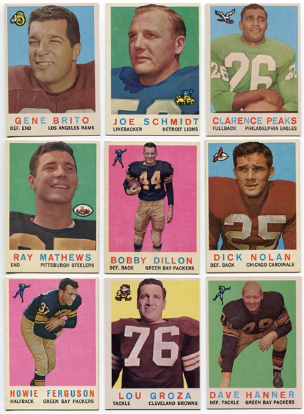 1959 Topps Football Lot of 17 Different Most Nrmt+/- W/HOFers