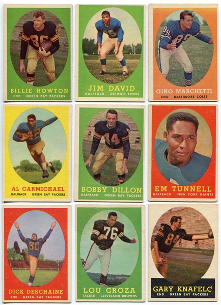 1958 Topps Football Lot of 18 Different With HOFers