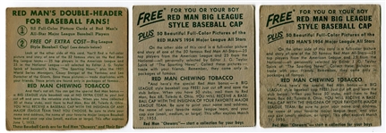 Lot of 3 Red Man Tobacco 1952 Dom DiMaggio 1955 Erskine(Autographed) and Rizzuto