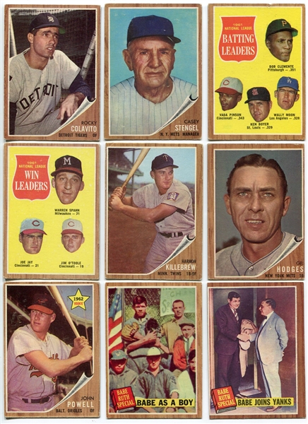 1962 Topps Baseball Lot of 24 Different VG+/- Loaded With Better Cards