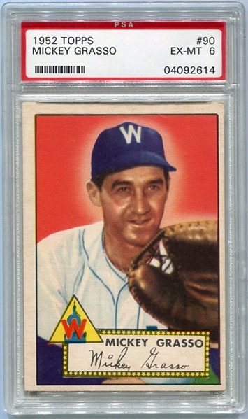 1952 Topps Baseball #90 Mickey Grasso PSA 6