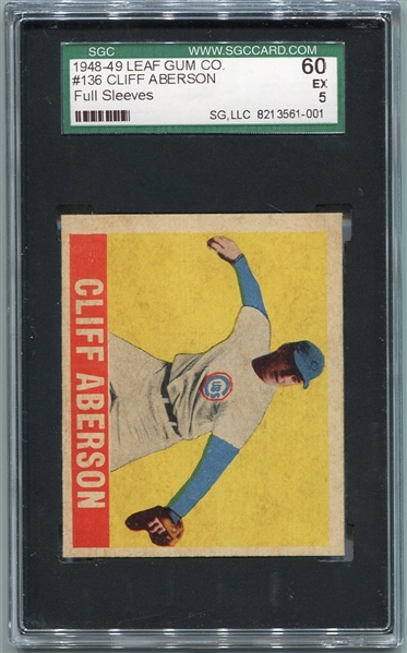 1948-49 Leaf #136 Cliff Aberson Full Sleeves SGC 60