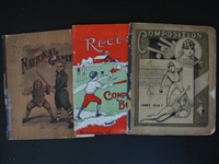 Lot of 3 Childrens Composition With Baseball Covers Late 19th/Early 20th Century