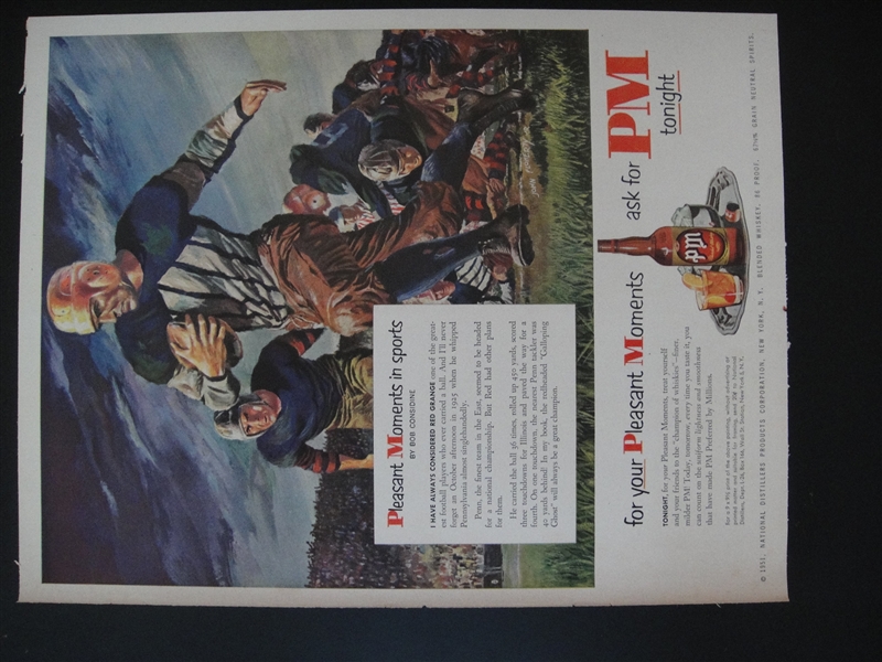 1951 Red Grange Magazine Page and Baltimore Colts George Menkel Lithograph