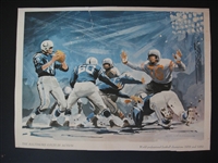 1951 Red Grange Magazine Page and Baltimore Colts George Menkel Lithograph