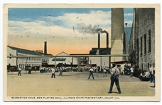 1916 Postcard Men Playing Ball in Illinois State Penitentiary