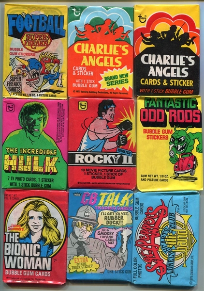 1970s Unopened Non-Sports Wax Pack Lot of 18 Issues All Different