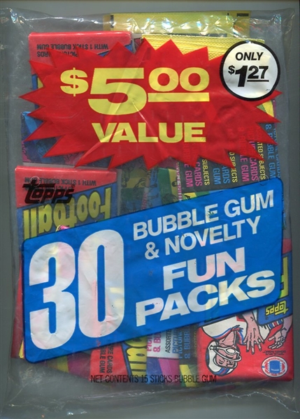 1982 Topps 30 Pack Bubble Gum & Novelty Pack With 5 Football Packs
