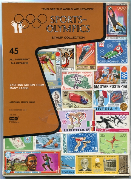 1970s Sports-Olympics Stamp Collection 45 Different in Sealed Package