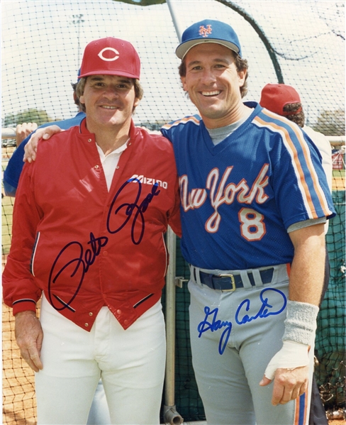 Pete Rose & Gary Carter Autographed 8" x 10" Photo