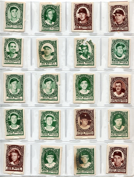 1961 Topps Baseball Stamps Lot of 115 - Includes HOFers