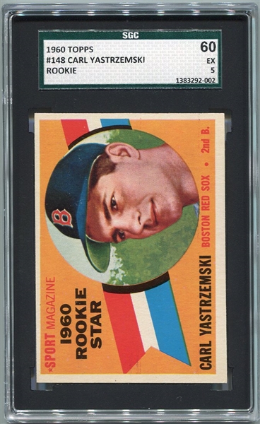 1960 Topps #148 Carl Yastrzemski Rookie Card SGC 60