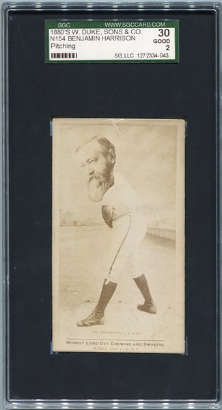 N154 Presidential Baseball Benjamin Harrison Pitching SGC 30