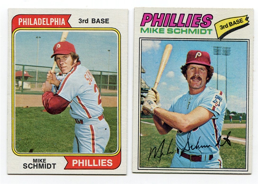 1974 & 1977 Topps Mike Schmidt Cards Nrmt+