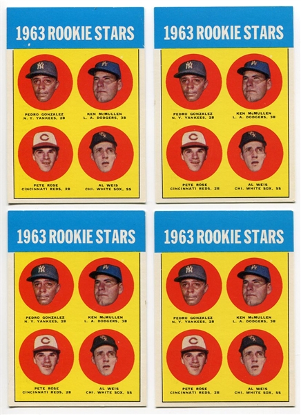 1963 Topps Pete Rose 1980s Counterfeit Rookie Card Lot of 4 Nrmt+