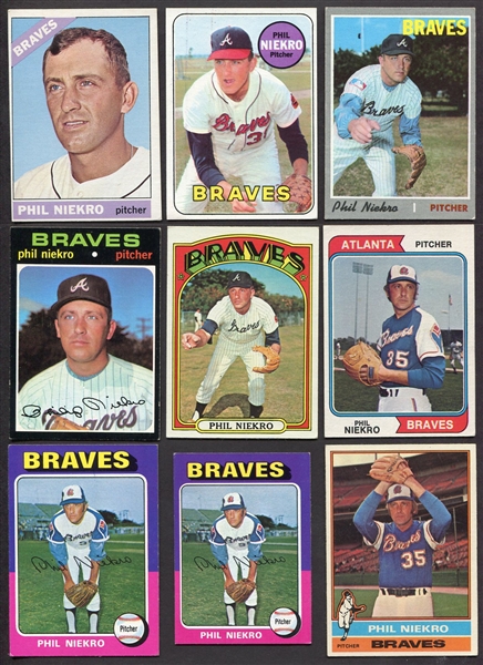 1960s/80s Phil Niekro Card Lot of 15 Mostly Different