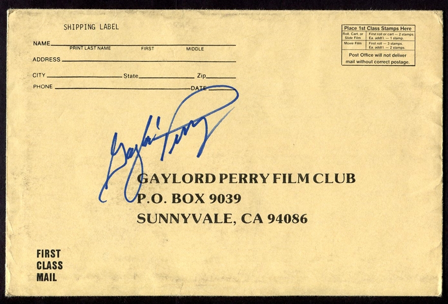 1982 Gaylord Perry Film Club Envelope and Brochure-Autographed plus 8"x10" Autographed