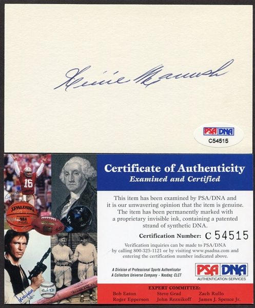 Heinie Manush Autographed 3x5 PSA/DNA Certified