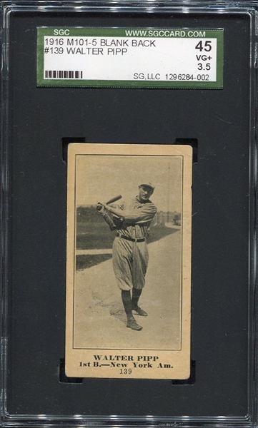 M101-5 #139 Walter Pipp New York Yankees SGC 45