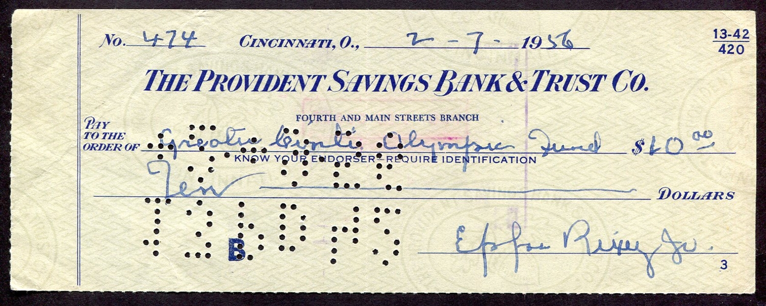 Eppa Rixey Signed Check 