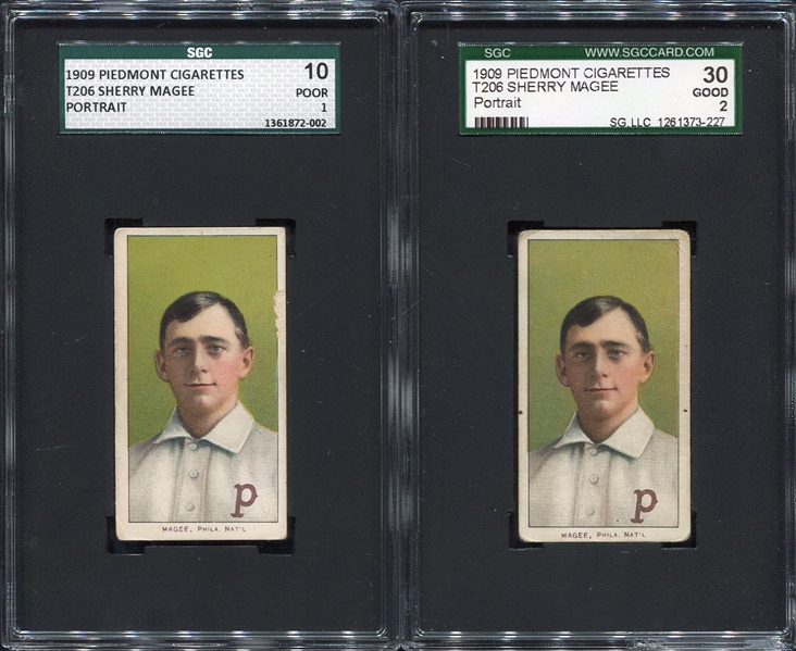 T206 Sherry Magee Portrait Lot of 2 SGC Graded