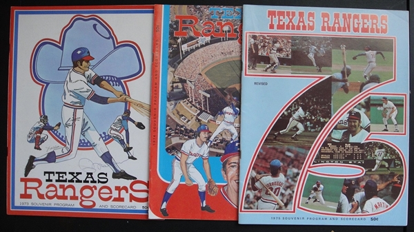 1974-1976 Texas Rangers Souvenir Programs 6 Different one signed by Bobby Murcer 