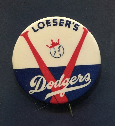 1940s Loesers Clothing Los Angeles Dodgers Pinback Button