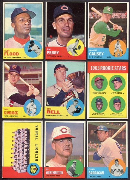 1963 Topps Baseball Lot of 25 Different Mostly High Numbers