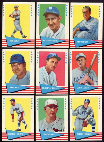 1961 Fleer Baseball Greats Lot of 10 Different Nrmt/NrmtMt w/#1