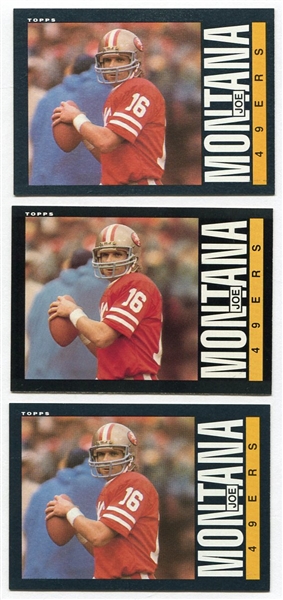 1985 Topps Football #157 Joe Montana Lot of 3 High Grade Cards