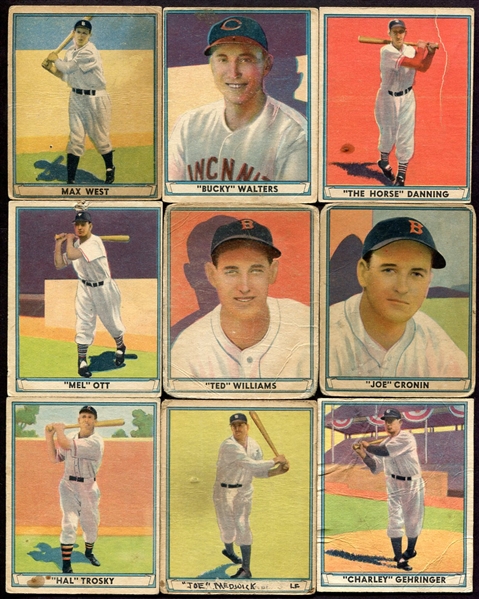 1941 Play Ball Partial Set 36/72 w/Ted Williams HOFers & High-Numbers