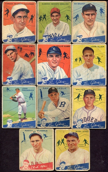 1934 Goudey Lot of 11 Different w/HOF & High#s