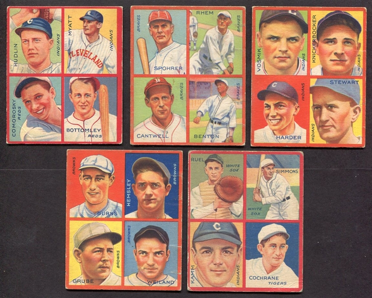 1935 Goudey 4-in-1 Lot of 5 Different Nicer Condition