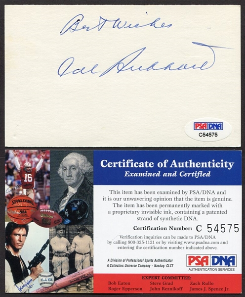 Cal Hubbard Signed 3" x 5" Index Card PSA/DNA Certified
